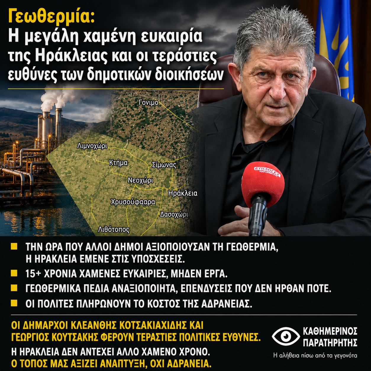 Γεωθερμία: Η μεγάλη χαμένη ευκαιρία της Ηράκλειας και οι τεράστιες ευθύνες των δημοτικών διοικήσεων